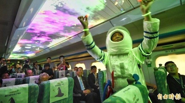 Mr Bottle's team performing on a high speed rail in Taiwan